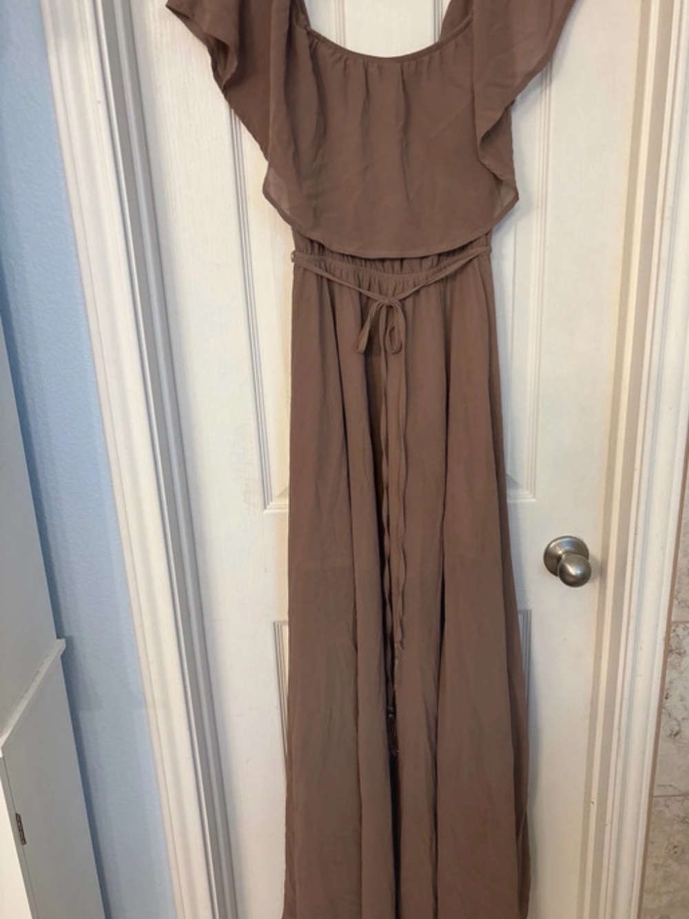 Women’s Taupe Flutter-Sleeve Maxi Dress Baltic Born